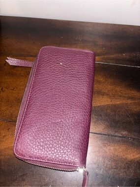 Plum Zip Around Leather Wallet